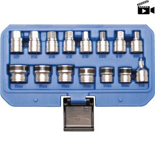 Hlavice na olejové výpuste, magnetické, 15 dielov, BGS 2256 (Magnetic Sockets for Oil Drain Screws | 15 pcs. (BGS 2256))