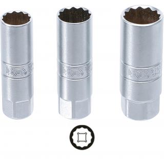 Hlavice na zapaľovacie sviečky, 12-hran, 3/8 , 14 - 16 - 18 mm, 3 diely (Spark Plug Socket Set 12-Point | 10 mm (3/8 ) Drive | 14 - 16 - 18 mm | 3 pcs. (BGS 6858))