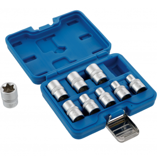 Hlavice nástrčné 1/2 , E-profil  E10 - E24, 9 dielov, BGS 6425 (Socket Set, E-Type | 12.5 mm (1/2 ) Drive | E10 - E24 | 9 pcs. (BGS 6425))
