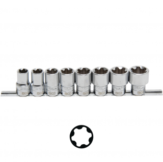 Hlavice nástrčné 1/2 , T-profil Plus 18EP - 32EP, 8 dielov, BGS 8806 (Socket Set, T-Star Plus (for Torx Plus) | 12.5 mm (1/2 ) Drive | 18EP - 32EP | 8 pcs. (BGS 8806))