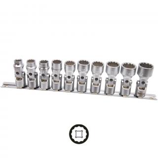 Hlavice nástrčné kĺbové, 3/8 , 12-hran, 10 - 19 mm, 10 dielov, STAHLMAXX 120618 (Joint Socket Set, 12-point, 3/8  Drive, 10 - 19 mm, 10 pcs. (STAHLMAXX 120618))