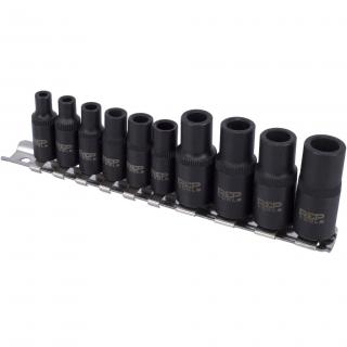 Hlavice nástrčné na upnutie závitníka, 1/4  / 3/8 , pre račňu, 10 dielov, REPTOOLS 118443 (Tap Adaptor Socket Set, 1/4  and 3/8  Drive, for Ratchet (REPTOOLS 118443))
