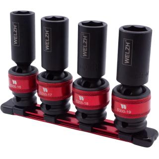 Hlavice nástrčné s guľovým kĺbom, tvrdené, predĺžené, 1/2 , 6-hran, 16 - 19 mm, 4 diely, Welzh 5300-WW (4-Piece Impact Ball Joint Socket Kit;1/2 dr 16,17,18 &amp; 19-mm (Welzh 5300-WW))
