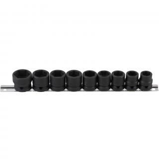 Hlavice nástrčné tvrdené, 6-hran, extra ploché, 1/2 , 13 - 24 mm, 9 dielov, BGS 9551 (Impact Socket Set, Hexagon, extra flat | 12.5 mm (1/2 ) Drive | 13 - 24 mm | 9 pcs. (BGS 9551))