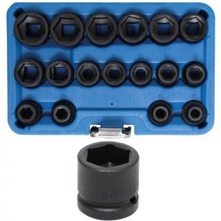 Hlavice nástrčné tvrdené, 6-hran, extra ploché, 1/2 , 8 - 24 mm, 17 dielov, BGS 9286 (Impact Socket Set, Hexagon, extra flat | 12.5 mm (1/2 ) Drive | 8 - 24 mm | 17 pcs. (BGS 9286))