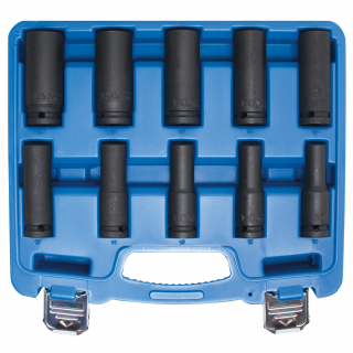 Hlavice nástrčné tvrdené, 6-hran, predĺžené, 1/2 , 10 - 24 mm, 10 dielov , BGS 5206 (Impact Socket Set, Hexagon, deep | 12.5 mm (1/2 ) Drive | 10 - 24 mm | 10 pcs. (BGS 5206))