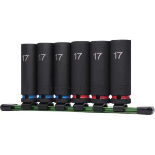 Hlavice nástrčné tvrdené, 6-hran, predĺžené, 1/2 , 17 mm, štandardné + tenkostenné, Welzh 4917-WW (6-Piece Deep Impact Sockets 17-MM (Welzh 4917-WW))