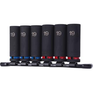 Hlavice nástrčné tvrdené, 6-hran, predĺžené, 1/2 , 19 mm, štandardné + tenkostenné, Welzh 4919-WW (6-Piece Deep Impact Sockets 19-MM (Welzh 4919-WW))