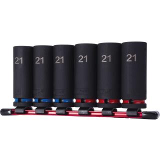 Hlavice nástrčné tvrdené, 6-hran, predĺžené, 1/2 , 21 mm, štandardné + tenkostenné, Welzh 4921-WW (6-Piece Deep Impact Sockets 21-MM (Welzh 4921-WW))