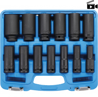 Hlavice nástrčné tvrdené, 6-hran, predĺžené, 1/2 , palcové 7/16  - 1,1/4 , 13 ks (Impact Socket Set, Hexagon, deep | 12.5 mm (1/2 ) Drive | Inch Sizes | 13 pcs. (BGS 5208))