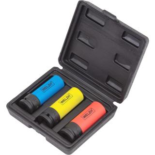 Hlavice nástrčné tvrdené, ochranné, 1/2 , 17, 19, 21 mm, Lok-Typ séria pre poškodené skrutky, 3 diely, Welzh 2661-WW (Protective Impact Socket Set; Lok-Typ Series 17, 19, 21mm (Welzh 2661-WW))