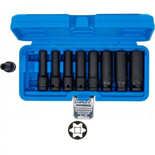 Hlavice nástrčné tvredené, 1/2 , E-profil E10 - E24, predĺžené, 9 dielov, BGS 5204 (Impact Socket Set E-Type, deep | 12.5 mm (1/2 ) Drive | E10 - E24 | 9 pcs. (BGS 5204))