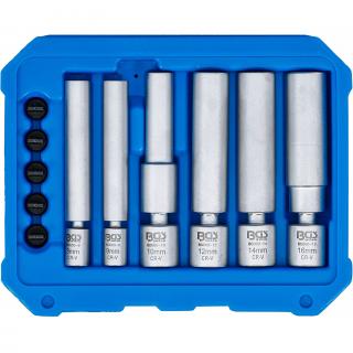 Hlavice otočné na zapaľovacie a žeraviace sviečky, 1/4 , 3/8 , 8 - 16 mm (Swivel Glow &amp; Spark Plug Socket Set | 6.3 mm (1/4 ) / 10 mm (3/8 ) | 8 - 9 - 10 - 12 - 14 - 16 mm | 11 pcs. (BGS 80000))