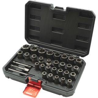 Hlavice špirálové 1/4 , 3/8 , vyťahovák poškodených skrutiek, 6 - 19 mm, Master verzia, 32 dielov, Welzh 44452-WW (32-Piece Master Twist Socket Removal Set, (Welzh 44452-WW))