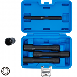 Hlavice špirálové, predĺžené, 1/2 , vyťahovák poškodených skrutiek, 17 - 22 mm, BGS 5262 (Twist Socket Set (Spiral Profile) / Screw Extractor, deep | 12.5 mm (1/2 ) Drive | 17 - 22 mm | 5 pcs. (BGS 5262))