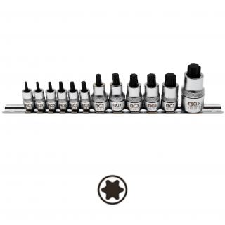 Hlavice zástrčné 1/4 , 3/8 , 1/2 , T-profil T8 - T60, extra krátke, 12 dielov, BGS 5098 (Bit Socket Set, extra short | T-Star (for Torx) T8 - T60 | 12 pcs. (BGS 5098))