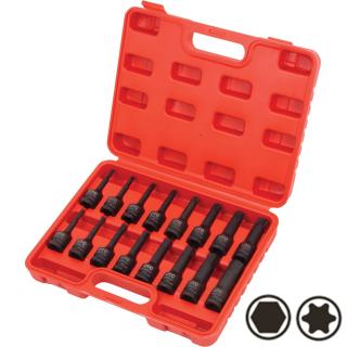 Hlavice zástrčné tvrdené, 1/2 , T-profil, imbus, 16 dielov, Welzh 810093-UTC (16-Piece Impact T-Star &amp; Hex Bit Socket Set; T30-T80 , H5-H19 (Welzh 810093-UTC))