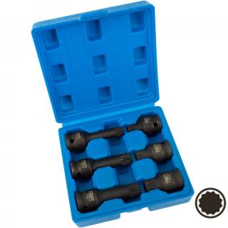Hlavice zástrčné tvrdené, 1/2 , XZN-profil M14 - M18, 40 a 75 mm dĺžka, 6 dielov, REPTOOLS 117665 (Impact Bit Socket Set, 1/2 , Internal Spline, M14 - M18, 40 and 75 mm long, 6 pcs. (REPTOOLS 117665))