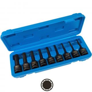 Hlavice zástrčné tvrdené, 1/2 , XZN-profil M4 - M16, 75 mm, 9 dielov, REPTOOLS 117663 (Impact Bit Socket Set, 1/2 , Internal Spline, M4 - M16, 9 pcs. (REPTOOLS 117663))