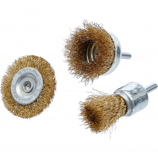 Kefy drôtené oceľové, Ø 25 - 50 mm, 3 diely, BGS 50903 (Steel Wire brush Set | Ø 25 - 50 mm | 3 pcs. (BGS 50903))
