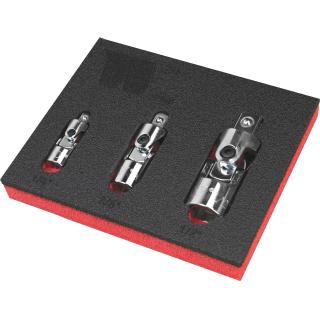 Kĺby kardanové, s pružinovou funkciou, 1/4 , 3/8 , 1/2 , 3 diely, Welzh 4655-WW (3-Piece Universal Joint With Spring Function; 1/4'', 3/8'' &amp; 1/2'' (Welzh 4655-WW))