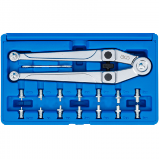 Kľúč kolíkový s kolíkmi, nastaviteľný, Ø 2,5 - 9 mm, 8 párov čapov, BGS 1464 (Face Pin Wrench Set | adjustable | Ø 2.5 - 9 mm (BGS 1464))