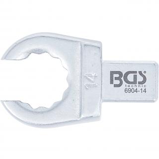 Kľúč nástrčný očkový, otvorený, 14 mm, 4-hran 9 x 12 mm, BGS 6904-14 (Push Fit Ring Spanner | open Type | 14 mm | Square Size 9 x 12 mm (BGS 6904-14))