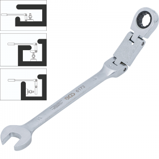 Kľúč očkoplochý račňový, dvojkĺbový, nastaviteľný, 13 mm, BGS 6173 (Double-Joint Ratchet Combination Wrench Set | adjustable | 13 mm (BGS 6173))