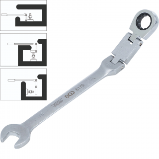 Kľúč očkoplochý račňový, dvojkĺbový, nastaviteľný, 15 mm, BGS 6175 (Double-Joint Ratchet Combination Wrench Set | adjustable | 15 mm (BGS 6175))