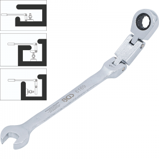 Kľúč očkoplochý račňový, dvojkĺbový, nastaviteľný, 9 mm, BGS 6169 (Double-Joint Ratchet Combination Wrench Set | adjustable | 9 mm (BGS 6169))