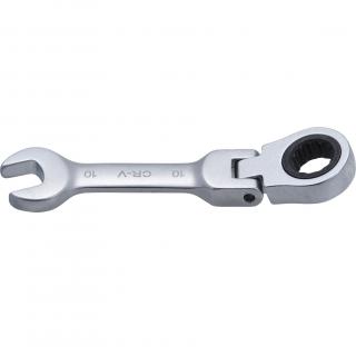 Kľúč očkoplochý račňový, krátky, kĺbový, 10 mm, BGS 6910 (Ratchet Combination Wrench | short | adjustable | 10 mm (BGS 6910))