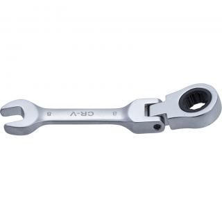 Kľúč očkoplochý račňový, krátky, kĺbový, 8 mm, BGS 6908 (Ratchet Combination Wrench | short | adjustable | 8 mm (BGS 6908))