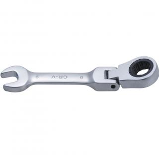 Kľúč očkoplochý račňový, krátky, kĺbový, 9 mm, BGS 6909 (Ratchet Combination Wrench | short | adjustable | 9 mm (BGS 6909))