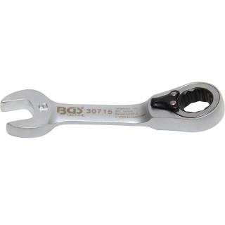 Kľúč očkoplochý račňový, krátky, prepínací, 15 mm, BGS 30715 (Ratchet Combination Wrench | short | reversible | 15 mm (BGS 30715))