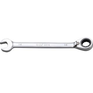 Kľúč očkoplochý račňový, prepínateľný, 14 mm, BGS 6614 (Ratchet Combination Wrench | reversible | 14 mm (BGS 6614))