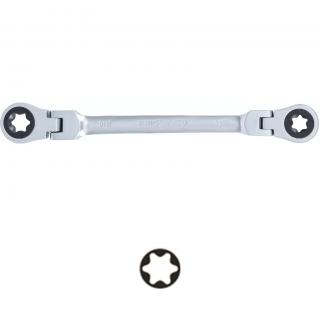 Kľúč očkový obojstranný, račňový, kĺbový, E-profil E14 x E18, BGS 71028-14X18 (Double Ratchet Ring Spanner | adjustable | with E-Type Ring Heads | E14 x E18 (BGS 71028-14X18))