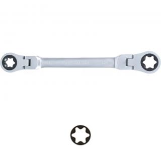 Kľúč očkový obojstranný, račňový, kĺbový, E-profil E20 x E24, BGS 71028-20X24 (Double Ratchet Ring Spanner | adjustable | with E-Type Ring Heads | E20 x E24 (BGS 71028-20X24))