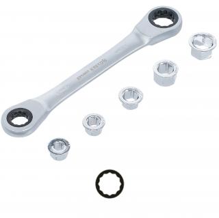 Kľúč očkový obojstranný, račňový, s adaptérmi, 8 - 19 mm, 6 dielov, BGS 71016 (Double Ended Ratchet Wrench with Adaptor Set | 8 - 19 mm | 6 pcs. (BGS 71016))