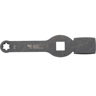 Kľúč očkový úderový, E-profil, obojstranný, E18, pre skrutky brzdového strmeňa (Slogging Ring Spanner | E-Type (for Torx) | with 2 Striking Faces | E18, for brake calliper screws (BGS 35318))