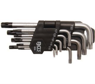 Kľúče L, krátke, T-profil / T-profil s vŕtaním T10 - T50, 9 dielov, BGS 809 (L-Type Wrench Set | short | T-Star tamperproof (for Torx) T10 - T50 | 9 pcs. (BGS 809))