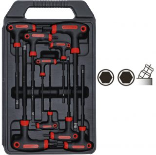 Kľúče L - T-rukoväte, imbus / imbus s guľou, 2 - 10 mm, 9 dielov, BGS 7882 (T-Handle L-Type Wrench Set | internal Hexagon | 2 - 10 mm | 9 pcs. (BGS 7882))