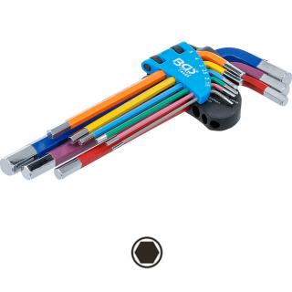 Kľúče L, viacfarebné, imbus, 1,5 - 10 mm, 9 dielov, BGS 74455 (L-Type Wrench Set | Multicolour | internal Hexagon 1.5 - 10 mm | 9 pcs. (BGS 74455))