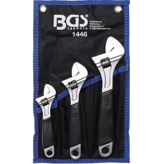 Kľúče nastaviteľné francúzske, s mäkkou gumovou rukoväťou, 3 diely BGS 1446 (Adjustable Wrench with Soft Rubber Handle | 3 pcs. (BGS 1446))