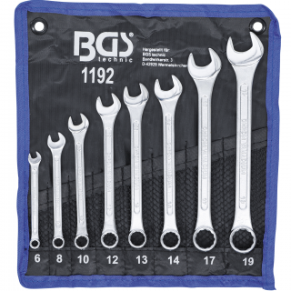 Kľúče očkoploché, 6 - 19 mm, 8 dielov, za tepla kované, BGS 1192 (Combination Spanner Set | 6 - 19 mm | 8 pcs., hot forged (BGS 1192))