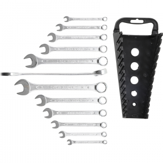 Kľúče očkoploché, 6 - 22 mm, 12 dielov, v plastovom držiaku na stenu, BGS 1211 (Combination Spanner Set | 6 - 22 mm | 12 pcs., in a plastic wall-holder (BGS 1211))