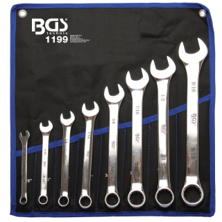 Kľúče očkoploché, palcové veľkosti, 1/8  - 9/16  Withworth, 8 dielov, BGS 1199 (Combination Spanner Set | Inch Sizes | 1/8  - 9/16  Withworth | 8 pcs. (BGS 1199))