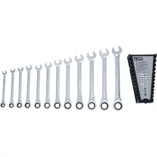 Kľúče očkoploché račňové, 8 - 19 mm, 12 dielov, BGS 6544 (Ratchet Combination Wrench Set | 8 - 19 mm | 12 pcs. (BGS 6544))