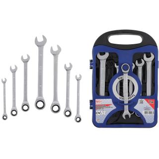 Kľúče očkoploché račňové, 8 - 19 mm, 7 dielov, BGS 1596 (Ratcheting Combination Wrench Set | 8-19 mm | 7 pcs. (BGS 1596))