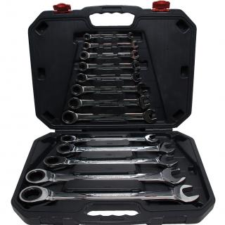 Kľúče očkoploché račňové, 8 - 32 mm, uhol prispôsobenia 5°, 13 dielov, BGS 30006 (Ratchet Combination Wrench Set | 8 - 32 mm | adjustment angle 5°, 13 pcs. (BGS 30006))