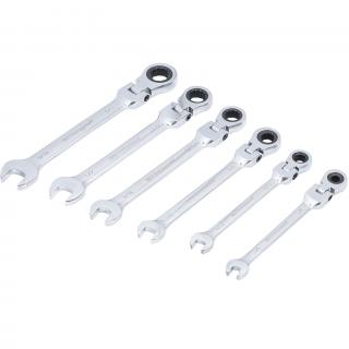 Kľúče očkoploché račňové, kĺbové hlavy, palcové veľkosti, 1/4  - 9/16 , 6 dielov, BGS 30005 (Ratchet Combination Wrench Set | flexible Heads | Inch Sizes | 1/4  - 9/16  | 6 pcs. (BGS 30005))